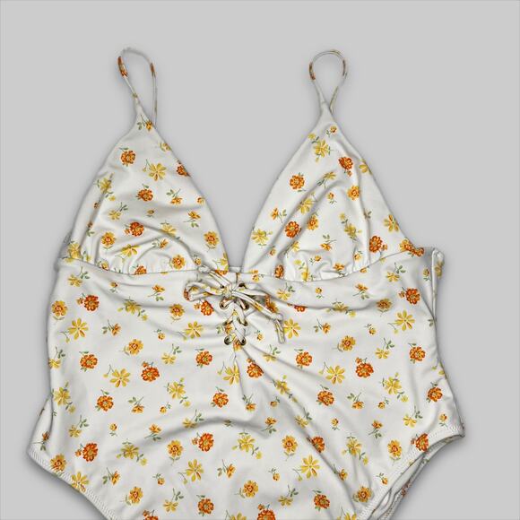 LA Hearts x PacSun Hailey Retro Floral Cheeky Lace-Up One-Piece Swimsuit size XL - Picture 6 of 14